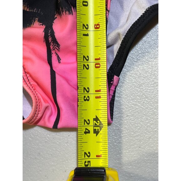 Justice Girls Sz L 12/14 1 Shoulder Cut Out Swimsuit UPF 50+ Rainbow Palm Print - Picture 4 of 9